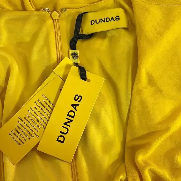 Dundas Yellow Beau Faux Wrap Long Sleeve Plunging V Neck Mini Dress Size 2 - Picture 12 of 13